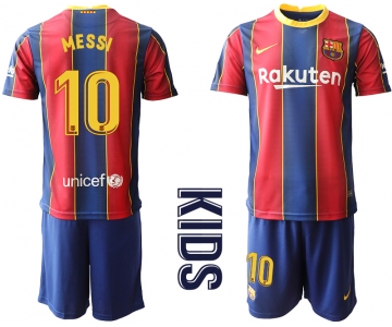 Youth 2020-2021 club Barcelona home 10 red Soccer Jerseys