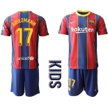 Youth 2020-2021 club Barcelona home 17 red Soccer Jerseys