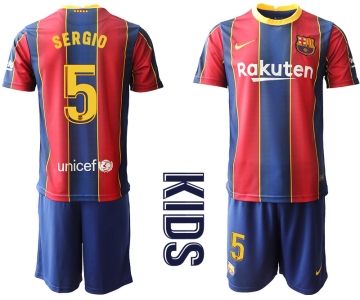 Youth 2020-2021 club Barcelona home 5 red Soccer Jerseys