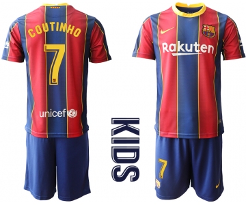 Youth 2020-2021 club Barcelona home 7 red Soccer Jerseys