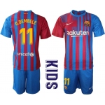 Youth 2021-2022 Club Barcelona home blue 11 Nike Soccer Jersey