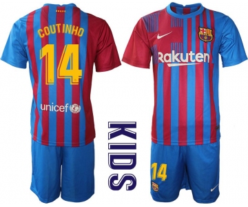 Youth 2021-2022 Club Barcelona home blue 14 Nike Soccer Jersey