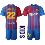 Youth 2021-2022 Club Barcelona home blue 22 Nike Soccer Jersey