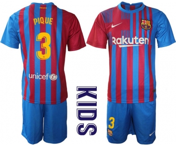 Youth 2021-2022 Club Barcelona home blue 3 Nike Soccer Jersey