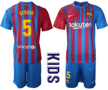 Youth 2021-2022 Club Barcelona home blue 5 Nike Soccer Jersey