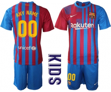 Youth 2021-2022 Club Barcelona home blue customized Nike Soccer Jersey