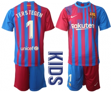 Youth 2021-2022 Club Barcelona home red 1 Nike Soccer Jerseys