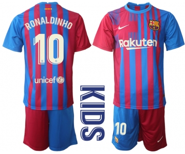 Youth 2021-2022 Club Barcelona home red 10 Nike Soccer Jerseys