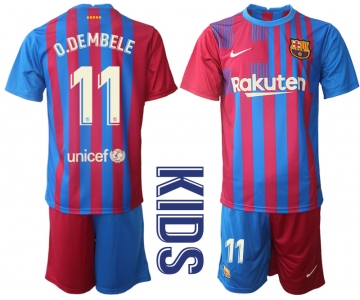 Youth 2021-2022 Club Barcelona home red 11 Nike Soccer Jerseys