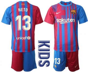 Youth 2021-2022 Club Barcelona home red 13 Nike Soccer Jerseys