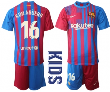 Youth 2021-2022 Club Barcelona home red 16 Nike Soccer Jerseys