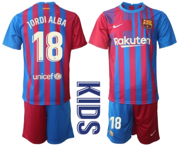 Youth 2021-2022 Club Barcelona home red 18 Nike Soccer Jerseys