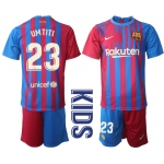 Youth 2021-2022 Club Barcelona home red 23 Nike Soccer Jerseys