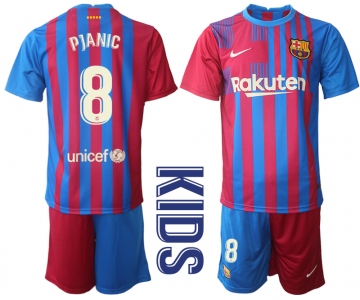 Youth 2021-2022 Club Barcelona home red 8 Nike Soccer Jerseys