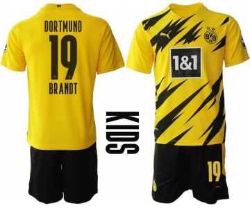Youth 2020-2021 club Borussia Dortmund home yellow 19 Soccer Jerseys