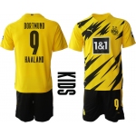 Youth 2020-2021 club Borussia Dortmund home yellow 9 Soccer Jerseys