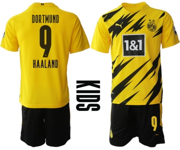 Youth 2020-2021 club Borussia Dortmund home yellow 9 Soccer Jerseys