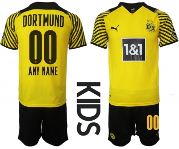 Youth 2021-2022 Club Borussia Dortmund home customized yellow Soccer Jersey