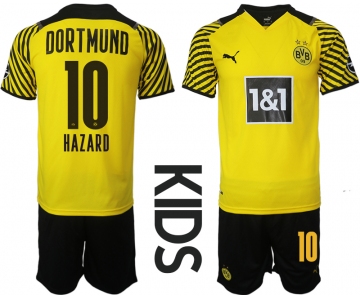 Youth 2021-2022 Club Borussia Dortmund home yellow 10 Soccer Jersey