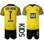 Youth 2021-2022 Club Borussia Dortmund home yellow 7 Soccer Jersey