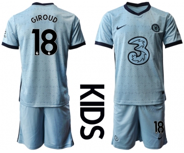 Youth 2020-2021 club Chelsea away Light blue 18 Soccer Jerseys