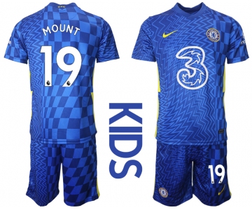 Youth 2021-2022 Club Chelsea FC home blue 19 Nike Soccer Jerseys