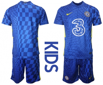 Youth 2021-2022 Club Chelsea FC home blue blank Nike Soccer Jerseys