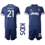 Youth 2020-2021 club Juventus away blue 21 Soccer Jerseys