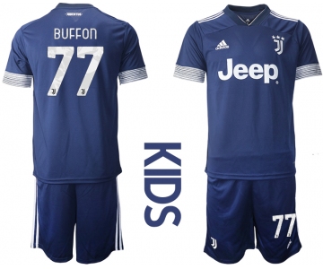 Youth 2020-2021 club Juventus away blue 77 Soccer Jerseys