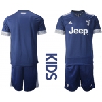 Youth 2020-2021 club Juventus away blue blank Soccer Jerseys