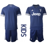 Youth 2020-2021 club Juventus away blue blank Soccer Jerseys