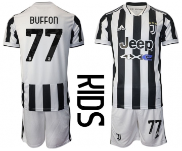 Youth 2021-2022 Club Juventus home white 77 Adidas Soccer Jersey