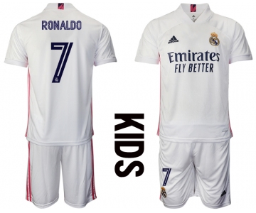 Youth 2020-2021 club Real Madrid home 7 white Soccer Jerseys1