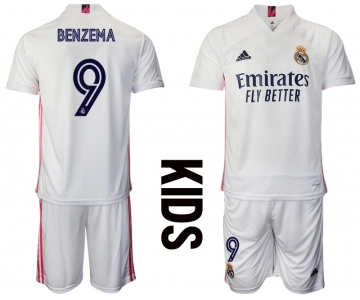 Youth 2020-2021 club Real Madrid home 9 white Soccer Jerseys