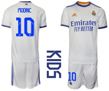 Youth 2021-2022 Club Real Madrid home white 10 Soccer Jerseys