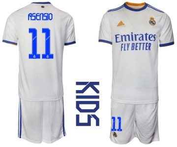 Youth 2021-2022 Club Real Madrid home white 11 Soccer Jerseys