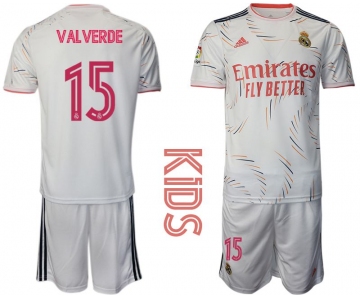 Youth 2021-2022 Club Real Madrid home white 15 Adidas Soccer Jersey