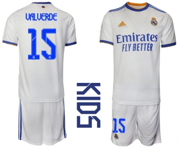 Youth 2021-2022 Club Real Madrid home white 15 Soccer Jerseys