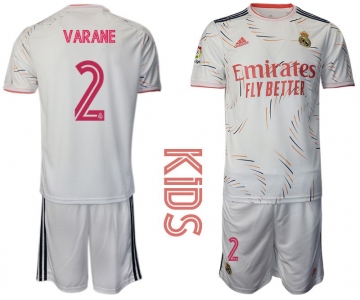 Youth 2021-2022 Club Real Madrid home white 2 Adidas Soccer Jersey