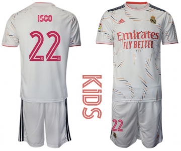 Youth 2021-2022 Club Real Madrid home white 22 Adidas Soccer Jersey