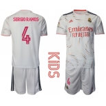 Youth 2021-2022 Club Real Madrid home white 4 Adidas Soccer Jersey