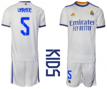 Youth 2021-2022 Club Real Madrid home white 5 Soccer Jerseys