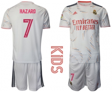 Youth 2021-2022 Club Real Madrid home white 7 Adidas Soccer Jersey