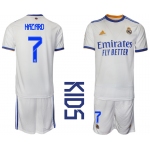 Youth 2021-2022 Club Real Madrid home white 7 Soccer Jerseys1