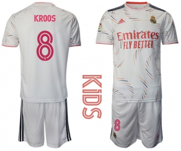 Youth 2021-2022 Club Real Madrid home white 8 Adidas Soccer Jersey