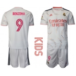 Youth 2021-2022 Club Real Madrid home white 9 Adidas Soccer Jersey