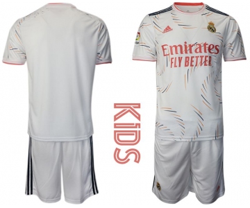 Youth 2021-2022 Club Real Madrid home white blank Adidas Soccer Jersey