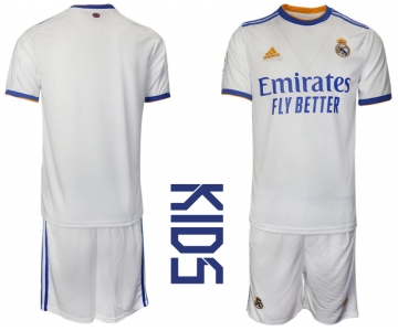 Youth 2021-2022 Club Real Madrid home white blank Soccer Jerseys