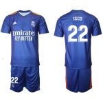 Men 2021-2022 Club Real Madrid away blue 22 Adidas Soccer Jersey