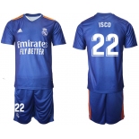 Men 2021-2022 Club Real Madrid away blue 22 Adidas Soccer Jersey